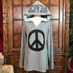 Justice PEACE Sparkle Cotton Blend Fleece Back Hoodie